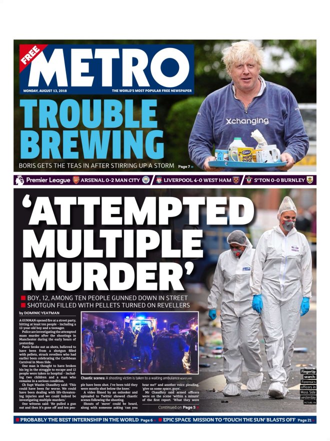 METRO Mon 13 Aug